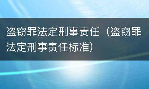 盗窃罪法定刑事责任（盗窃罪法定刑事责任标准）