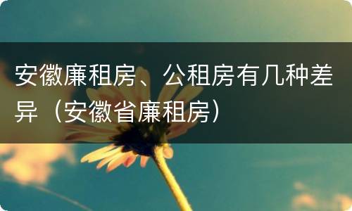安徽廉租房、公租房有几种差异（安徽省廉租房）