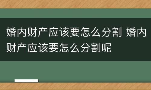 婚内财产应该要怎么分割 婚内财产应该要怎么分割呢