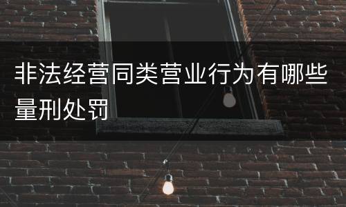 非法经营同类营业行为有哪些量刑处罚