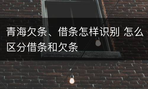 青海欠条、借条怎样识别 怎么区分借条和欠条