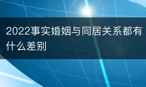 2022事实婚姻与同居关系都有什么差别