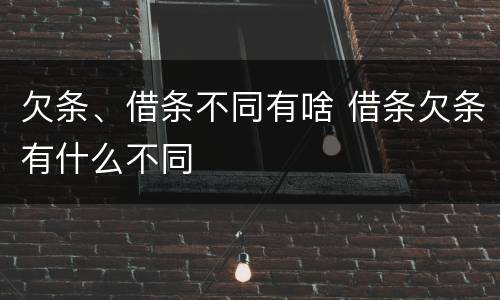 欠条、借条不同有啥 借条欠条有什么不同