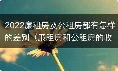 2022廉租房及公租房都有怎样的差别（廉租房和公租房的收费标准）