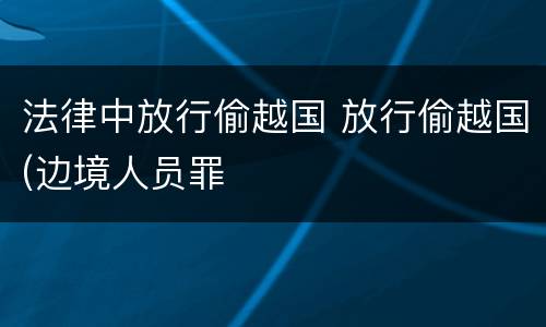 法律中放行偷越国 放行偷越国(边境人员罪