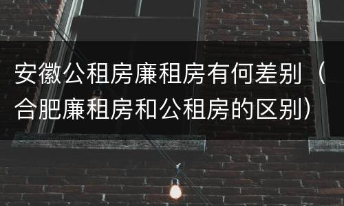 安徽公租房廉租房有何差别（合肥廉租房和公租房的区别）