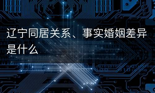 辽宁同居关系、事实婚姻差异是什么