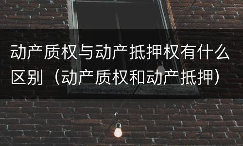 动产质权与动产抵押权有什么区别（动产质权和动产抵押）