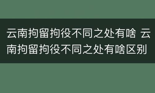 云南拘留拘役不同之处有啥 云南拘留拘役不同之处有啥区别