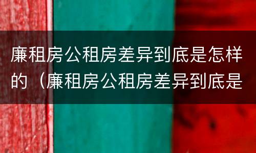 廉租房公租房差异到底是怎样的（廉租房公租房差异到底是怎样的呢）