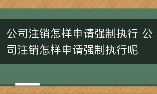 公司注销怎样申请强制执行 公司注销怎样申请强制执行呢