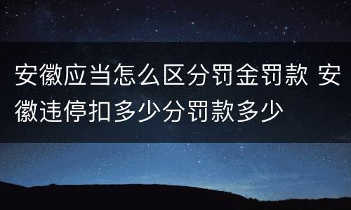 安徽应当怎么区分罚金罚款 安徽违停扣多少分罚款多少