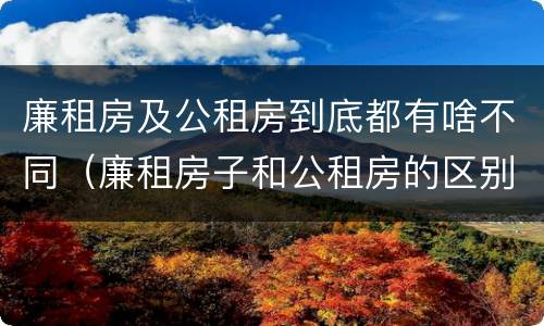 廉租房及公租房到底都有啥不同（廉租房子和公租房的区别）