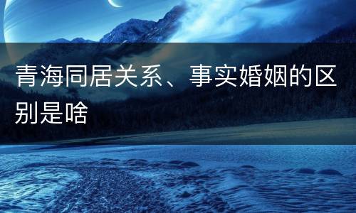 青海同居关系、事实婚姻的区别是啥