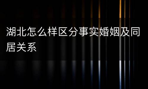 湖北怎么样区分事实婚姻及同居关系