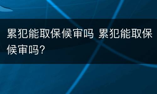 累犯能取保候审吗 累犯能取保候审吗?