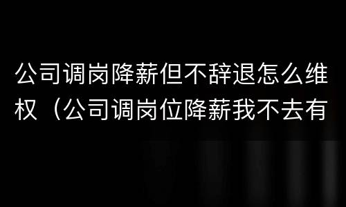 公司调岗降薪但不辞退怎么维权（公司调岗位降薪我不去有赔偿吗）