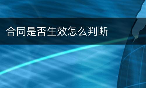 合同是否生效怎么判断