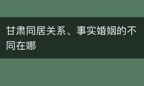 甘肃同居关系、事实婚姻的不同在哪