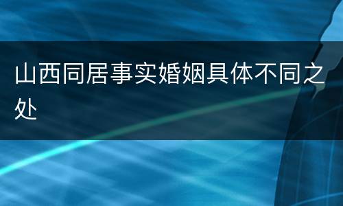 山西同居事实婚姻具体不同之处