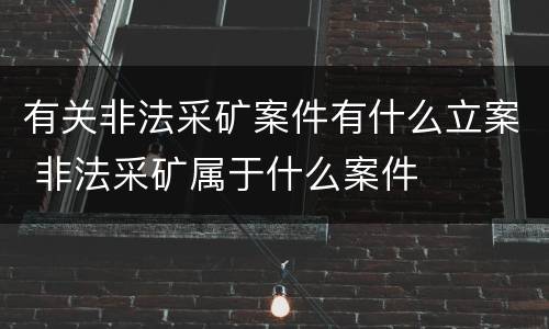 有关非法采矿案件有什么立案 非法采矿属于什么案件