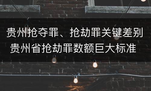 贵州抢夺罪、抢劫罪关键差别 贵州省抢劫罪数额巨大标准