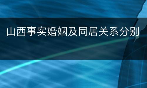 山西事实婚姻及同居关系分别