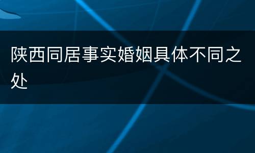 陕西同居事实婚姻具体不同之处