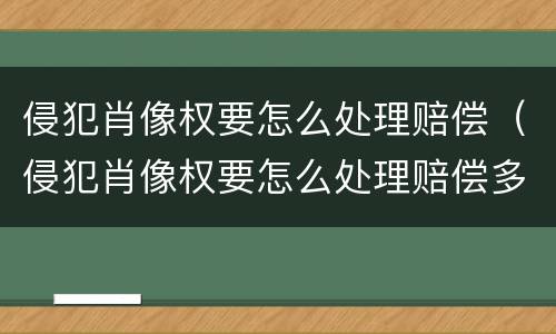 侵犯肖像权要怎么处理赔偿（侵犯肖像权要怎么处理赔偿多少律师费多少）