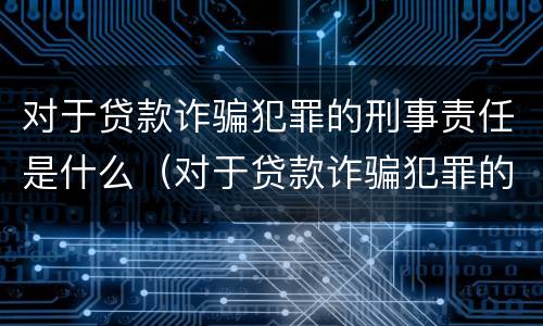 对于贷款诈骗犯罪的刑事责任是什么（对于贷款诈骗犯罪的刑事责任是什么意思）