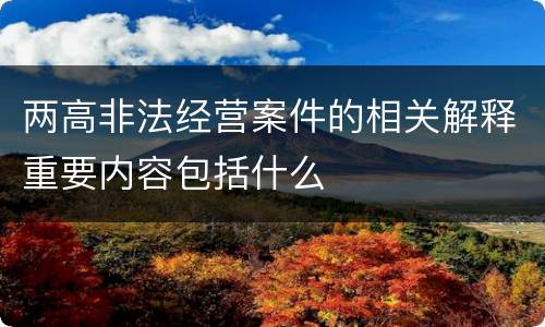 两高非法经营案件的相关解释重要内容包括什么