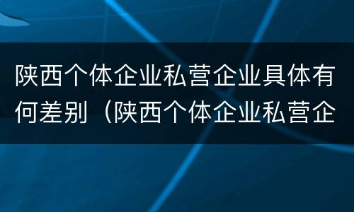 陕西个体企业私营企业具体有何差别（陕西个体企业私营企业具体有何差别呢）