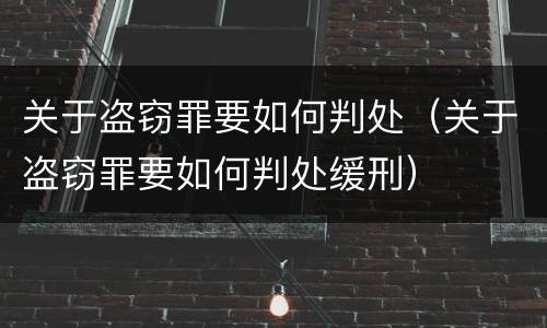 关于盗窃罪要如何判处（关于盗窃罪要如何判处缓刑）