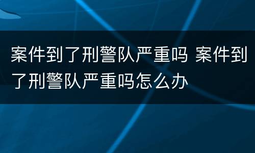 案件到了刑警队严重吗 案件到了刑警队严重吗怎么办