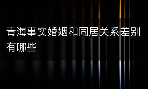 青海事实婚姻和同居关系差别有哪些