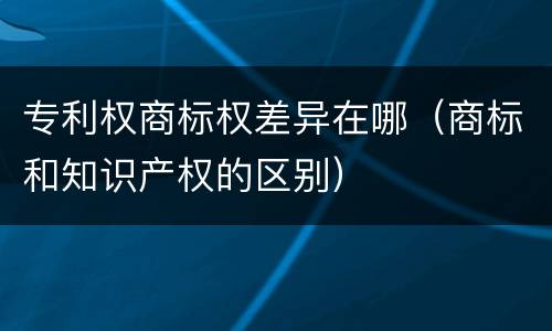 专利权商标权差异在哪（商标和知识产权的区别）