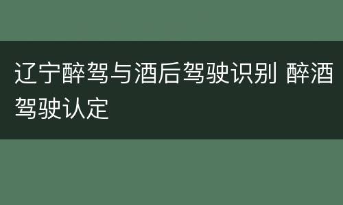 辽宁醉驾与酒后驾驶识别 醉酒驾驶认定