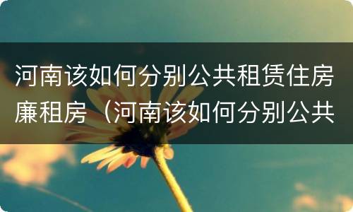 河南该如何分别公共租赁住房廉租房（河南该如何分别公共租赁住房廉租房的真假）