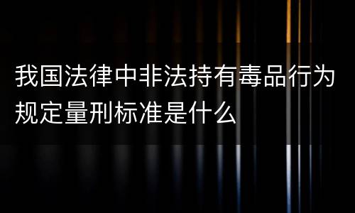 我国法律中非法持有毒品行为规定量刑标准是什么