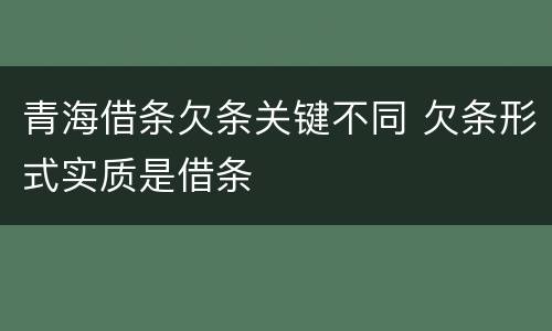 青海借条欠条关键不同 欠条形式实质是借条