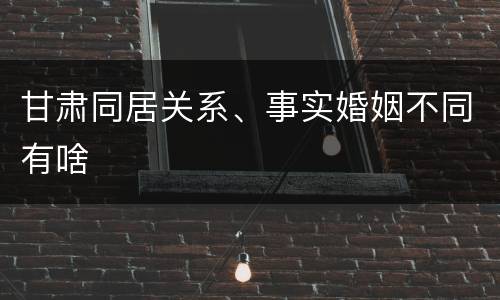 甘肃同居关系、事实婚姻不同有啥