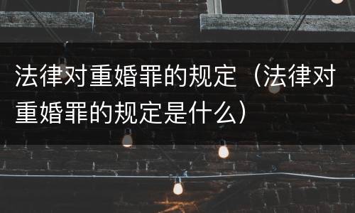 法律对重婚罪的规定（法律对重婚罪的规定是什么）