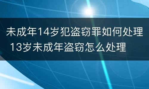 未成年14岁犯盗窃罪如何处理 13岁未成年盗窃怎么处理