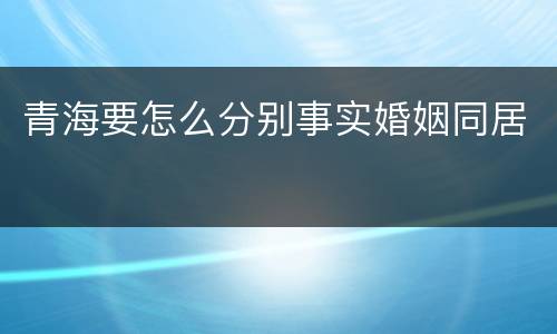 青海要怎么分别事实婚姻同居