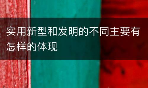 实用新型和发明的不同主要有怎样的体现