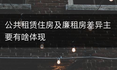 公共租赁住房及廉租房差异主要有啥体现