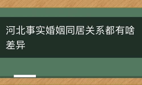 河北事实婚姻同居关系都有啥差异