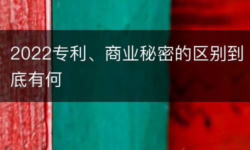 2022专利、商业秘密的区别到底有何