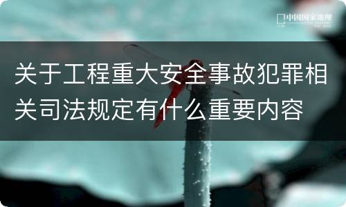 关于工程重大安全事故犯罪相关司法规定有什么重要内容